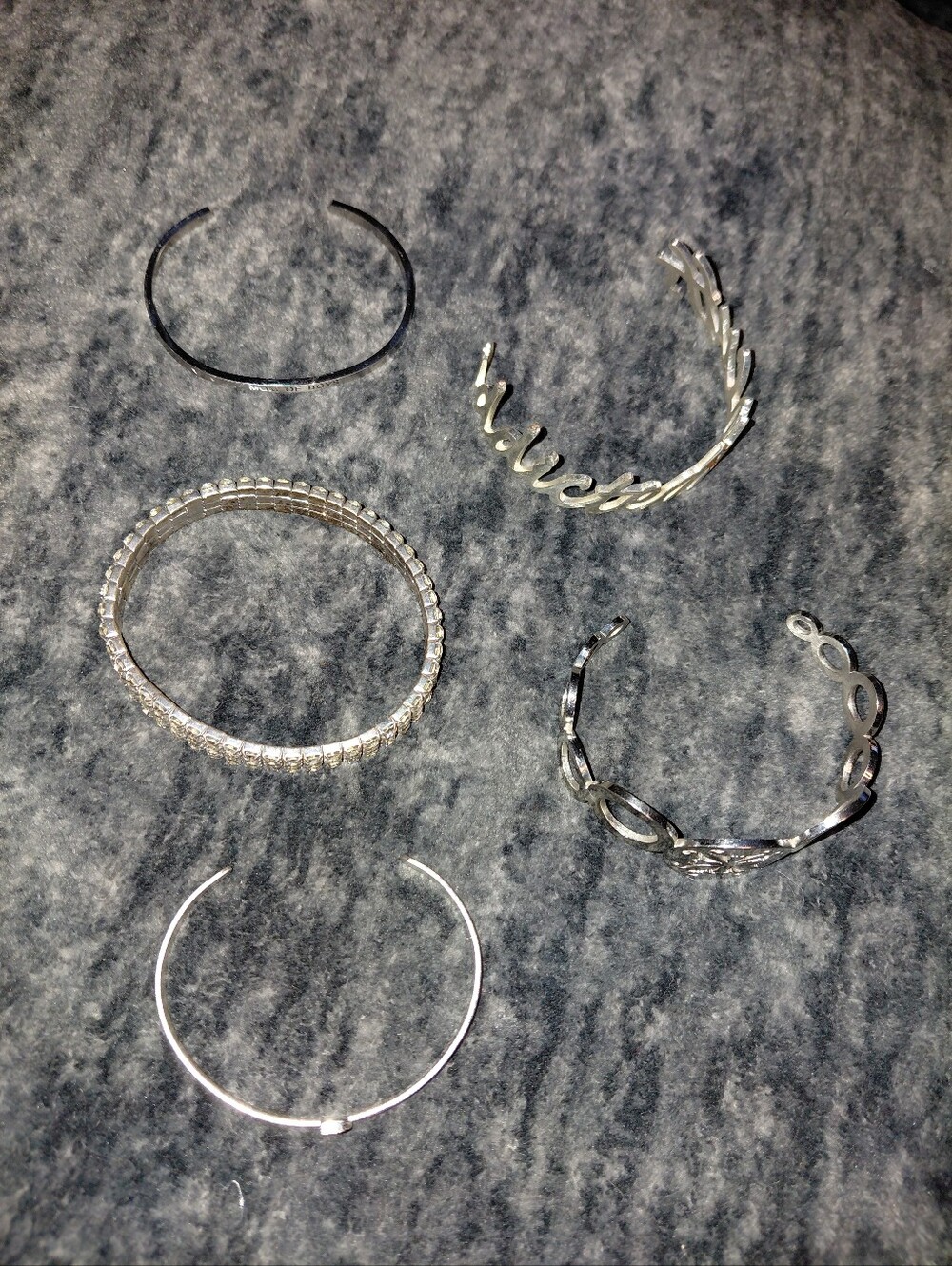 Vintage Silver Tone Bracelet Bundle 5pc Rhinestone Cuff Bangle Y2K Statement CC - Picture 3 of 16